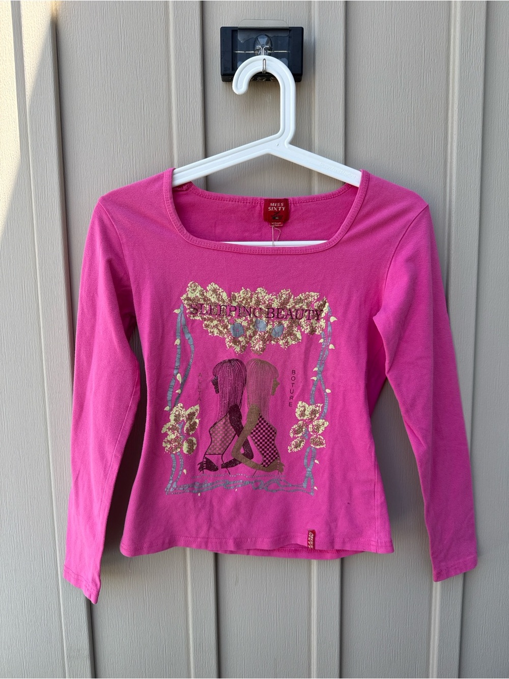 Miss Sixty Y2K Pink Long-Sleeve Graphic Top